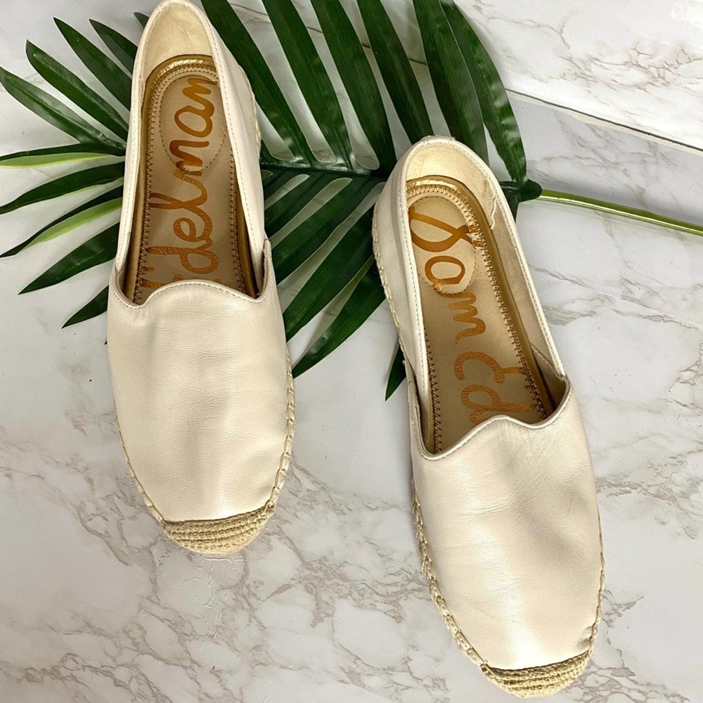 Sam Edelman Kesia Espadrille Off White Leather Flats Size 9 New With Tags - Picture 6 of 14